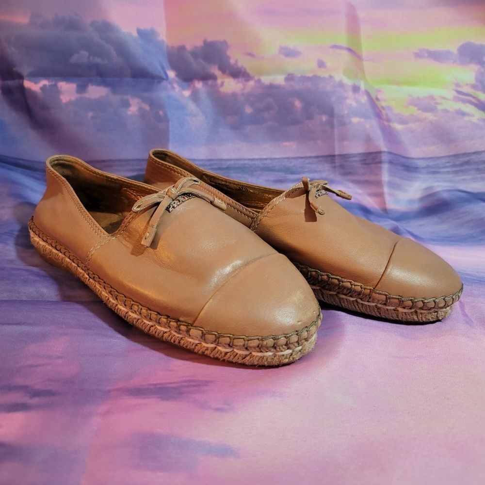 Prada Espadrilles With Bow - Beige Leather Size EU 37.5